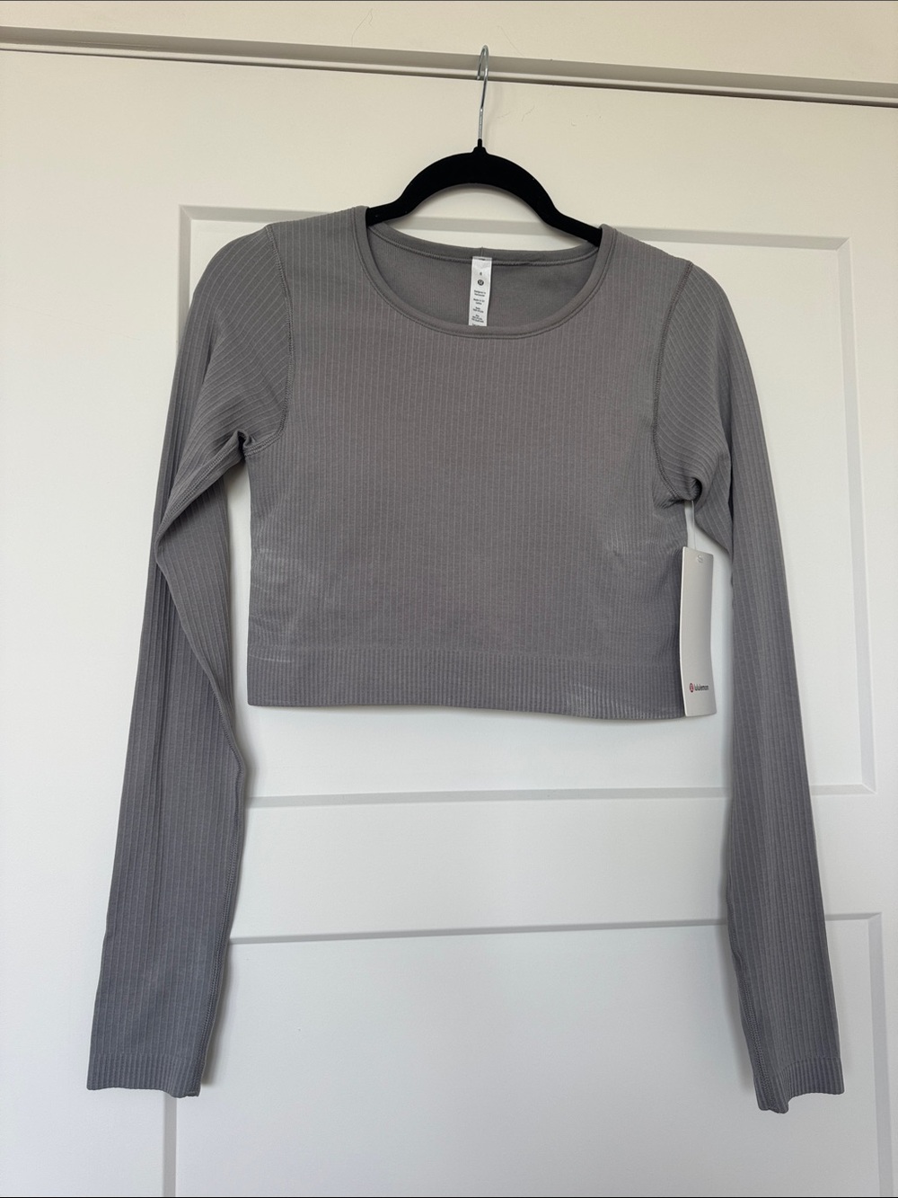 lululemon athletica Ebb to street Ribbed Long-Sleeve Crop Top - Light Gray